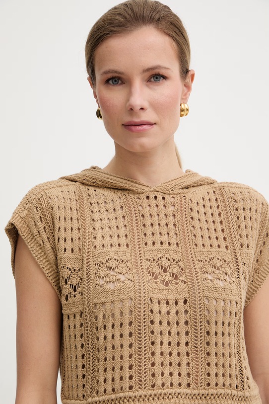 Twinset sweter bawełniany brązowy 261TT3261