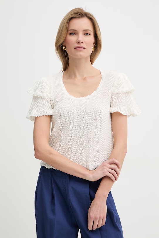 Twinset sweter damski bawełniany beżowy 261TT3051