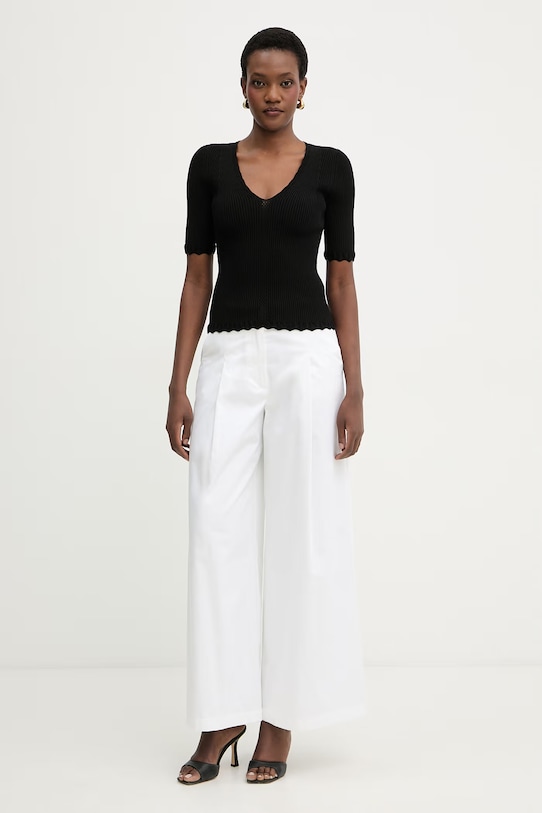 Twinset bluzka z falbanką damska z wiskozy 261TT3123 czarny SS26