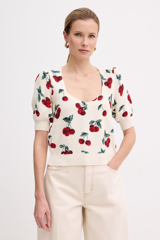 Twinset sweter damski bawełniany beżowy 261TT3243