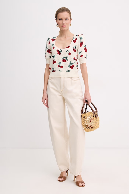 Twinset sweter damski bawełniany 261TT3243 beżowy SS26