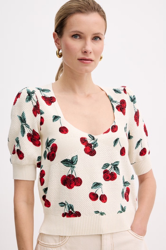 Twinset sweter damski bawełniany beżowy 261TT3243