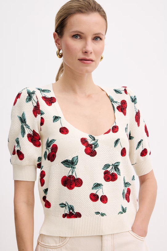 Twinset sweter damski bawełniany beżowy 261TT3243