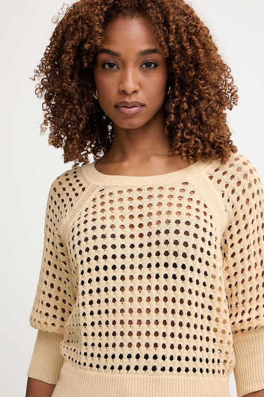 Twinset sveter dámsky s bavlnou béžová 261AT3050