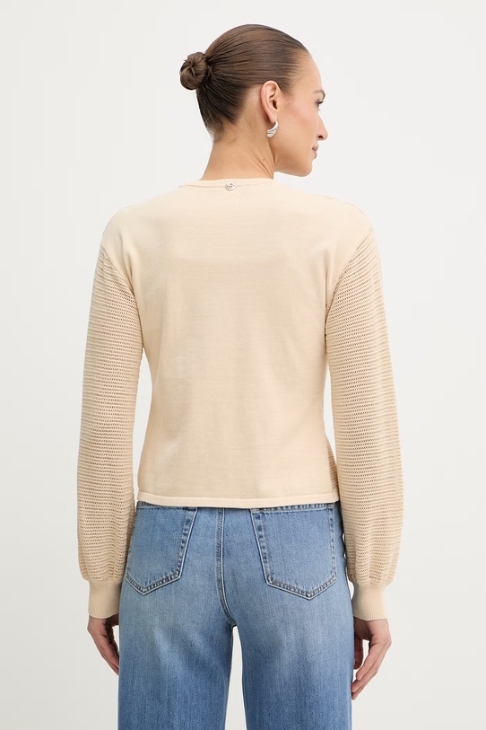 Twinset kardigan z dołączonym topem damski bawełniany beżowy 261AT3024