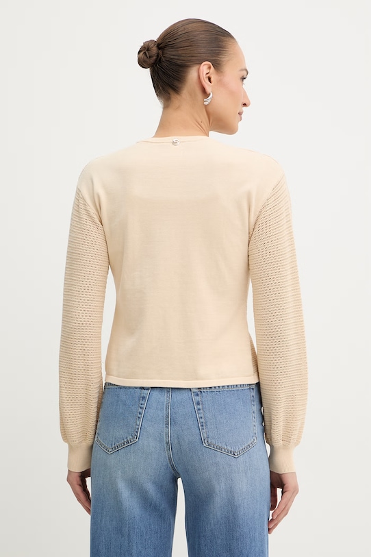 Twinset kardigan z dołączonym topem damski bawełniany beżowy 261AT3024