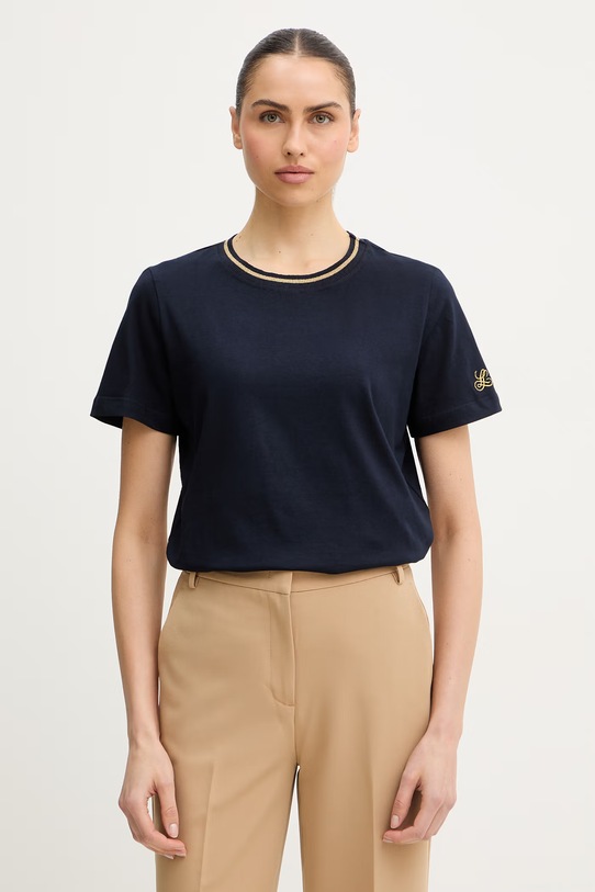 Luisa Spagnoli t-shirt bawełniany Balearica bawełna granatowy 543152