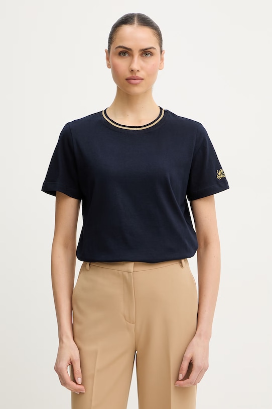 Luisa Spagnoli t-shirt bawełniany Balearica bawełna granatowy 543152