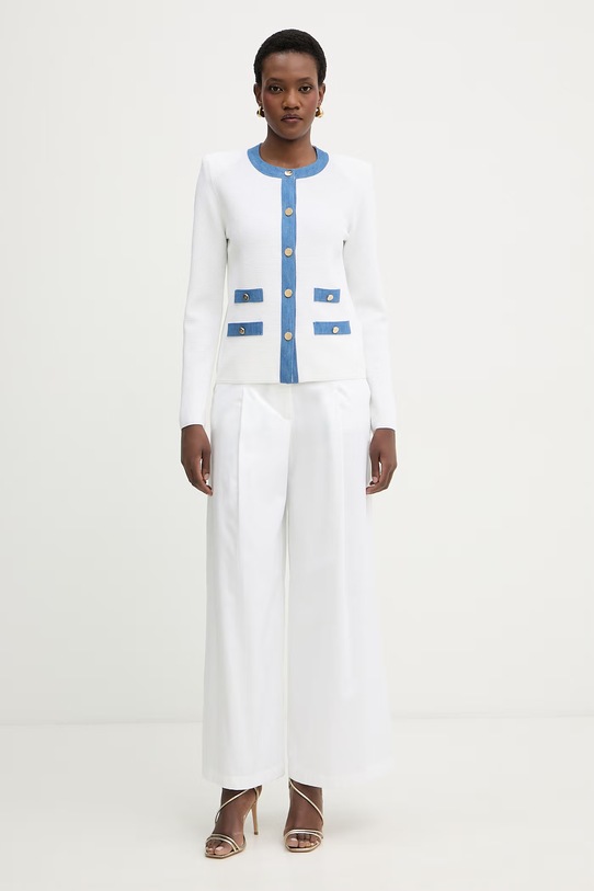 Luisa Spagnoli cardigan pentru femei, cu vâscoză Capotreno 100363 alb SS26