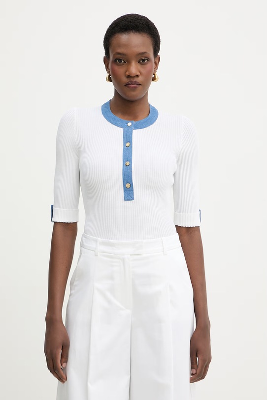 Luisa Spagnoli bluzka damska z wiskozy Colli biały 100332