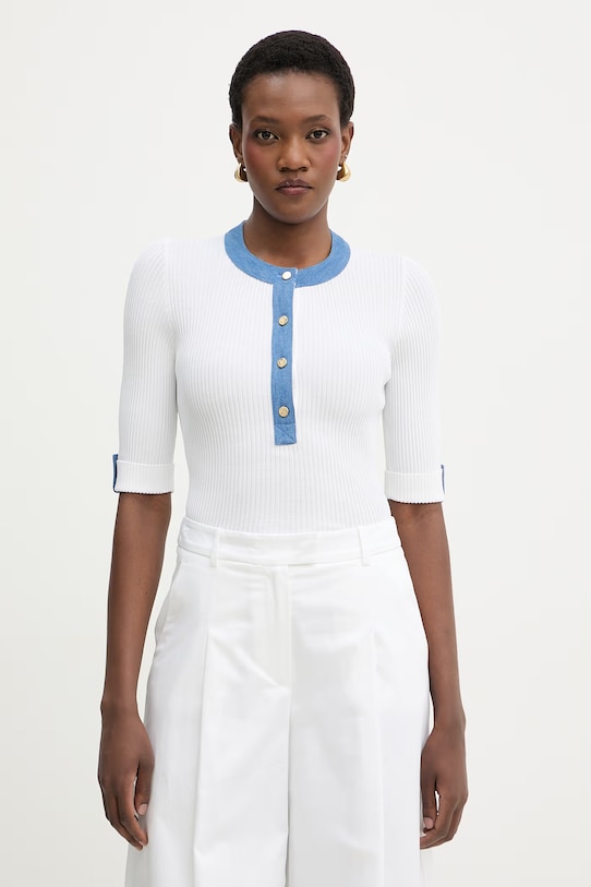 Luisa Spagnoli bluzka damska z wiskozy Colli biały 100332