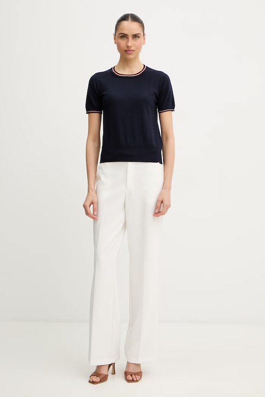 Luisa Spagnoli t-shirt wełniany Metella 100294 granatowy SS26