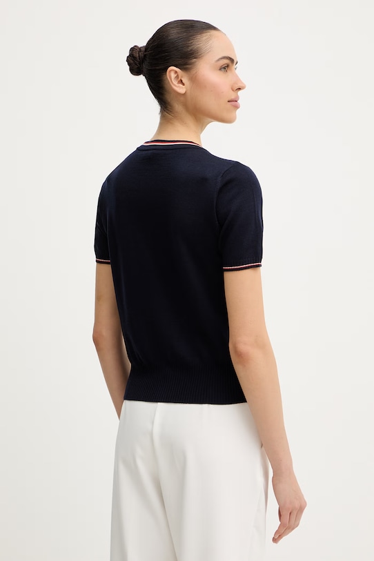 Odzież Luisa Spagnoli t-shirt wełniany Metella 100294 granatowy