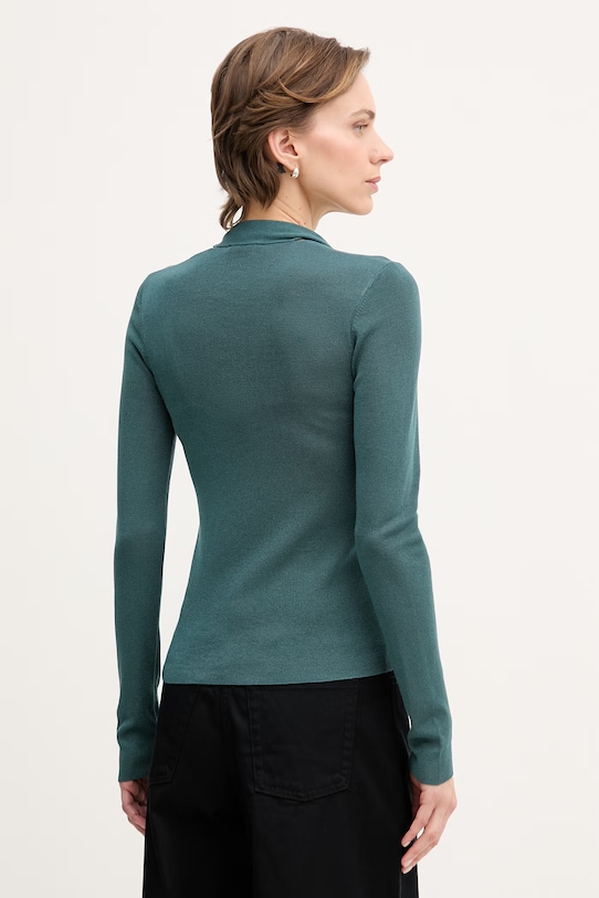 Odzież Sisley sweter damski z lyocellem 14Z4L401I turkusowy