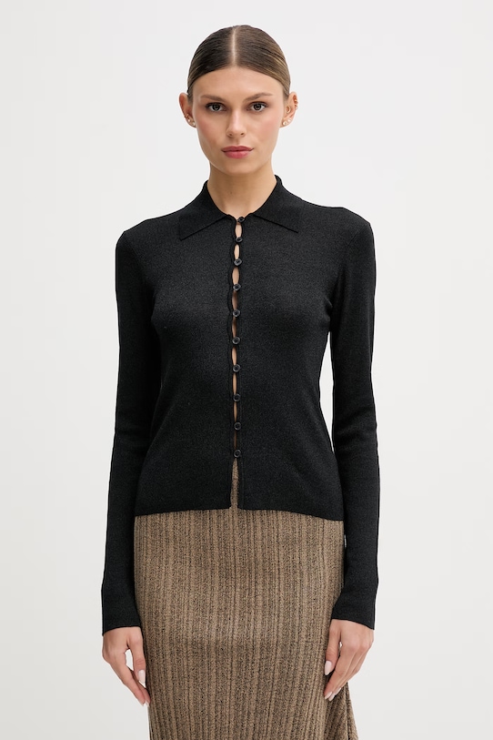 Sisley kardigan damski z lyocellem czarny 14Z4L500U