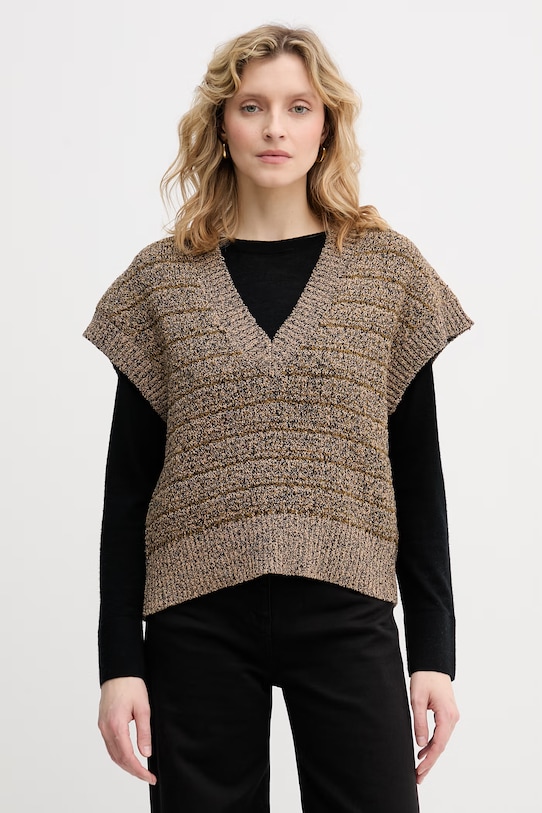 Sisley svetr dámský s bavlnou hnědá 174VL401K