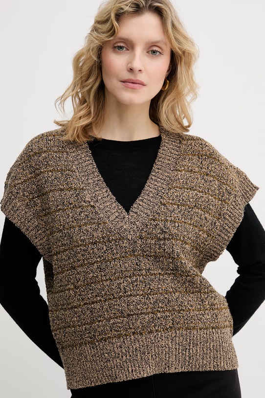 Sisley svetr dámský s bavlnou hnědá 174VL401K