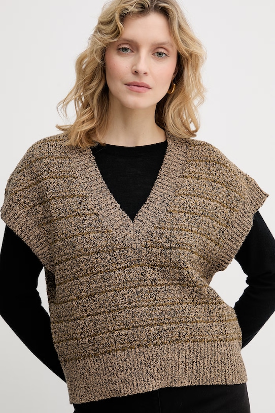 Sisley svetr dámský s bavlnou hnědá 174VL401K