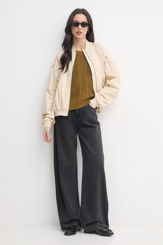 Sisley pulover za žene s pamukom 174WL107R zelena SS26