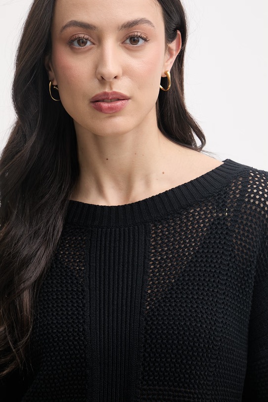 Sisley pulover za žene s pamukom crna 174WL107R