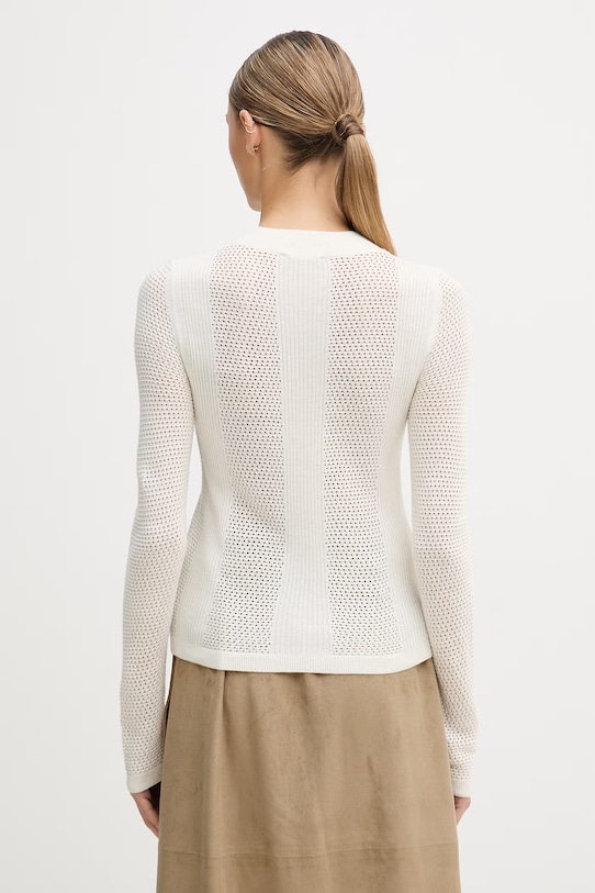 Odzież Sisley sweter damski ażurowy 1QKQL107D beżowy