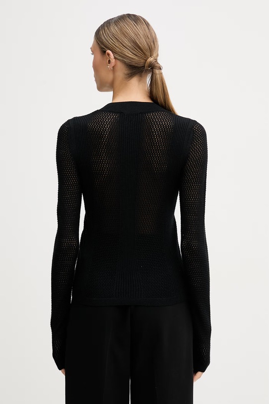 Odzież Sisley sweter damski ażurowy 1QKQL107D czarny