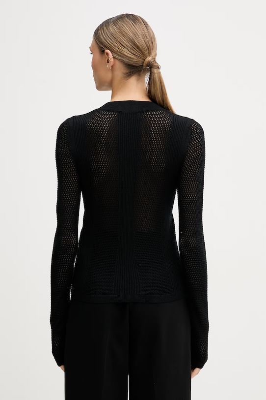 Odzież Sisley sweter damski ażurowy 1QKQL107D czarny