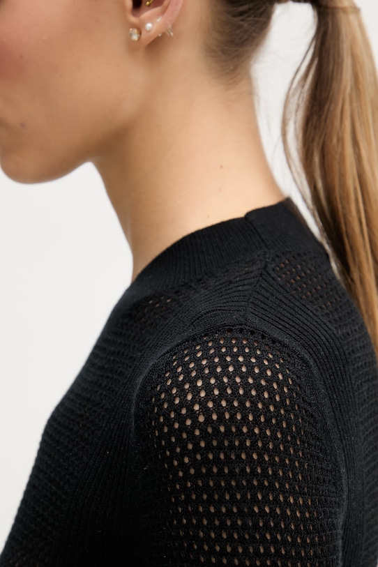 Sisley sweter damski ażurowy 1QKQL107D czarny