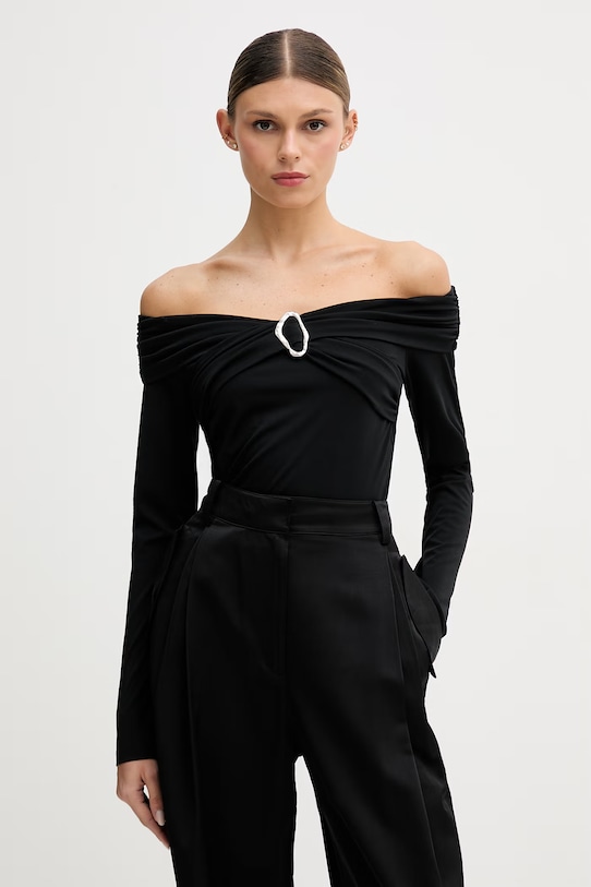 Sisley блуза дамска от вискоза черен 3C5HL108R