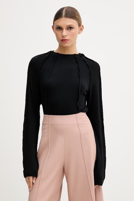 Sisley longsleeve damski czarny 3XEPL108K