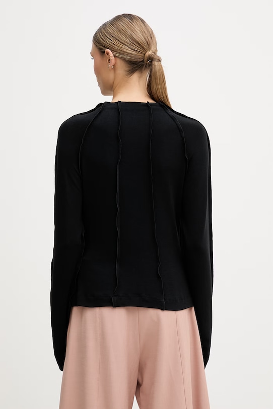 Odzież Sisley longsleeve damski 3XEPL108K czarny