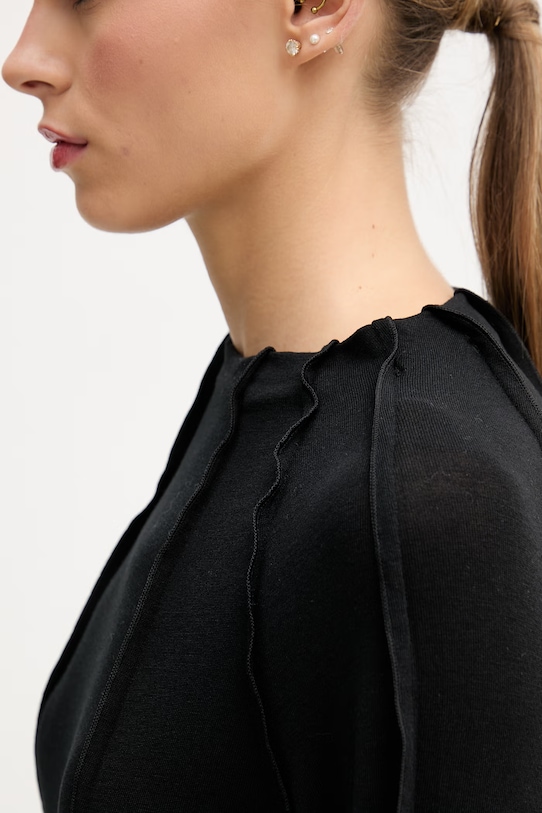 Sisley longsleeve damski 3XEPL108K czarny