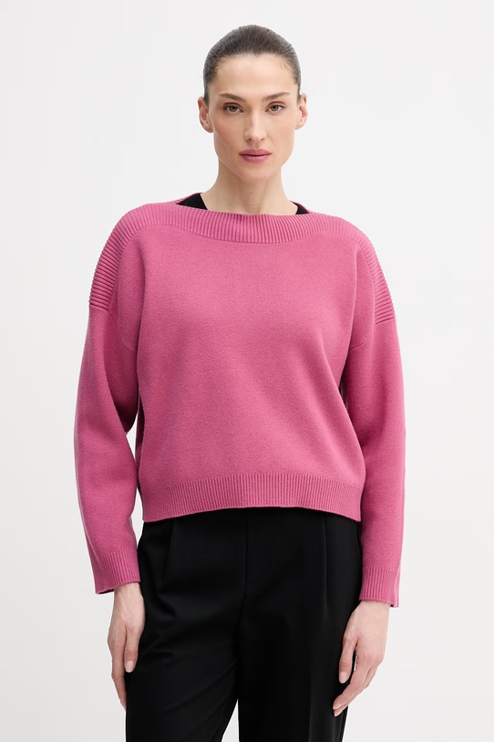 United Colors of Benetton sweter z domieszką wełny z domieszką wełny różowy 10ICD10GC