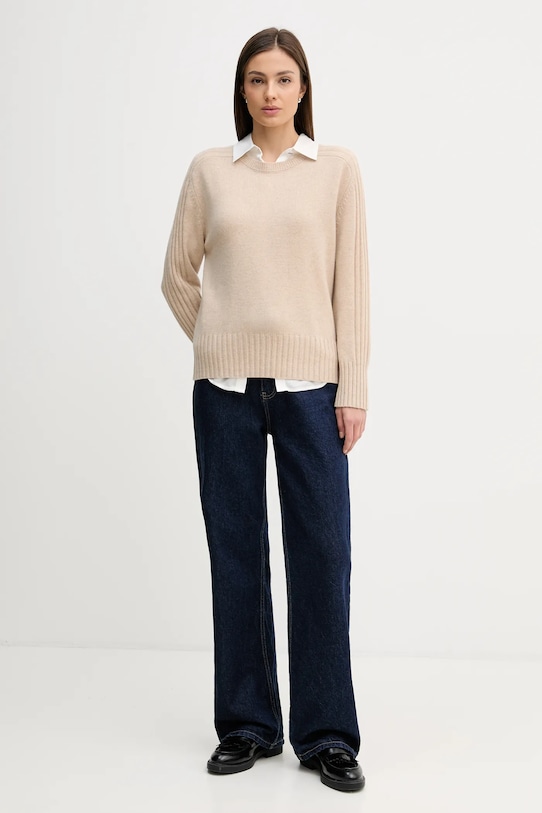 United Colors of Benetton sweter kaszmirowy 10K1D10FF beżowy SS26