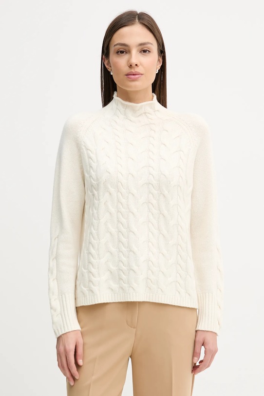 United Colors of Benetton sweter kaszmirowy wełna beżowy 10K1D204G