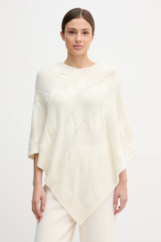 United Colors of Benetton poncho kaszmirowe wełna beżowy 10K1DU01S