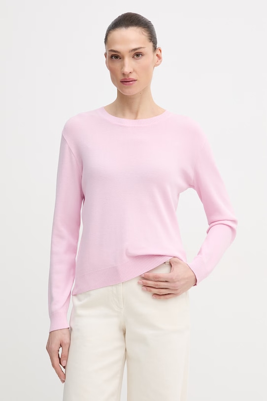 United Colors of Benetton sweter bawełniany bawełna różowy 1C19D10FV