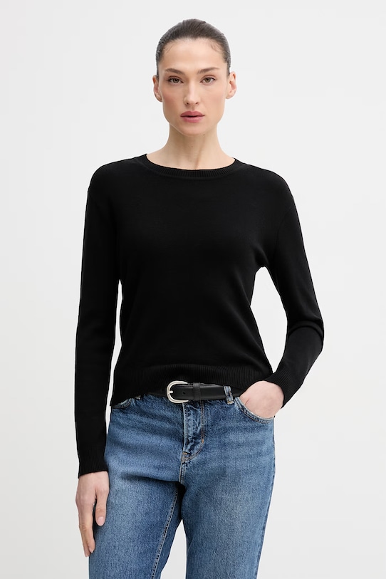 Bavlněný svetr United Colors of Benetton kulatý černá 1C19D10FV