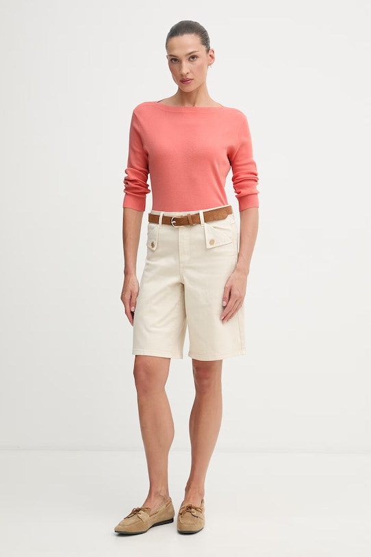 United Colors of Benetton sweter damski bawełniany 1C19D10G1 pomarańczowy SS26