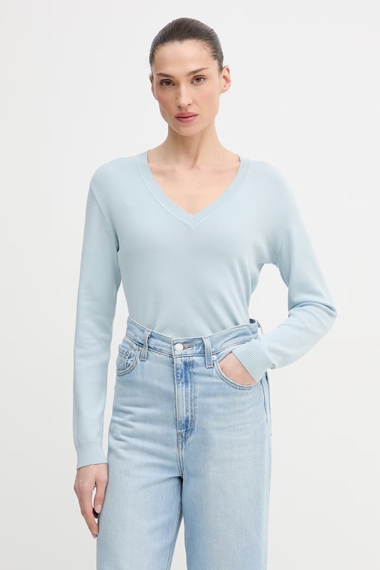 United Colors of Benetton sweter bawełniany bawełna niebieski 1C19D403N