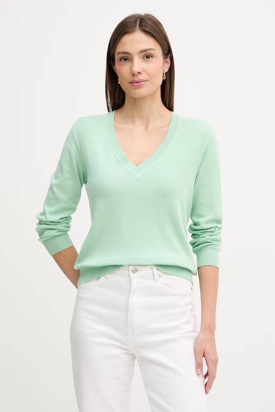 United Colors of Benetton sweter bawełniany bawełna zielony 1C19D403N