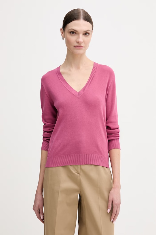 United Colors of Benetton sweter bawełniany bawełna różowy 1C19D403N