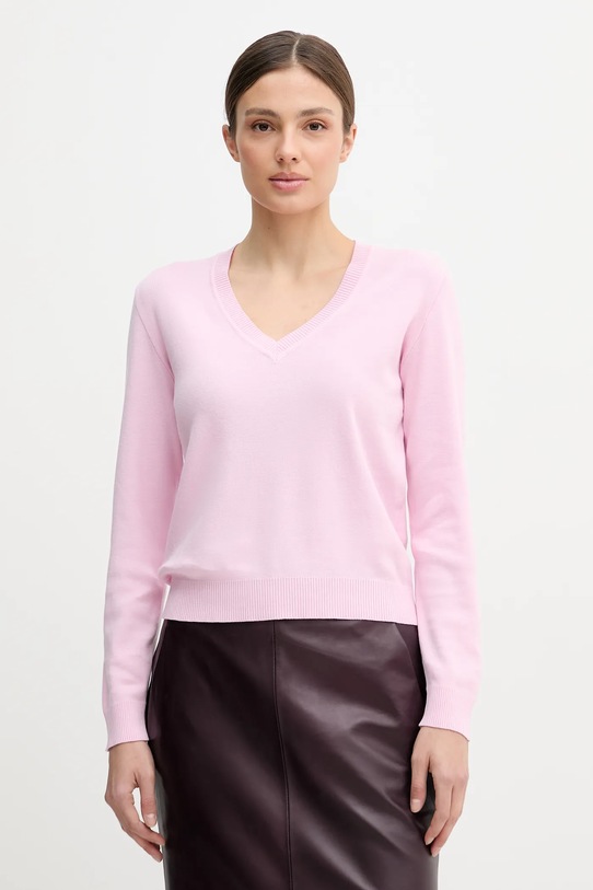 United Colors of Benetton sweter bawełniany bawełna różowy 1C19D403N