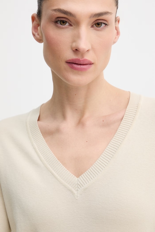 United Colors of Benetton sweter bawełniany beżowy 1C19D403N