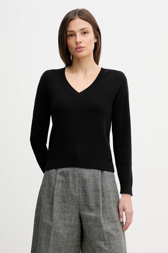 United Colors of Benetton sweter bawełniany bawełna czarny 1C19D403N