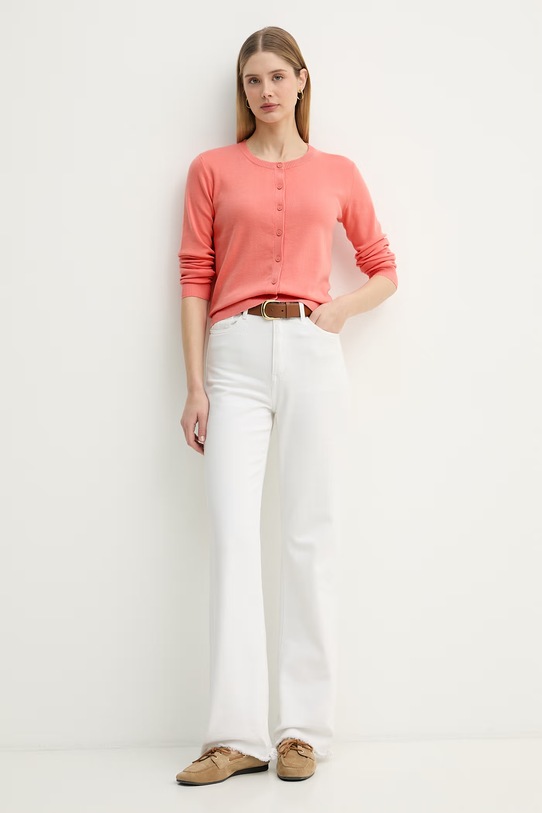 United Colors of Benetton kardigan damski bawełniany 1C19D502P pomarańczowy SS26