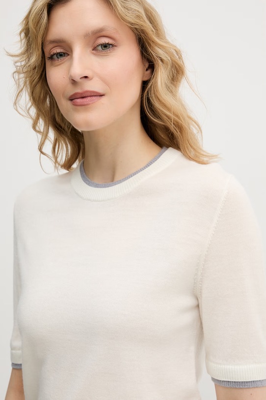 United Colors of Benetton sweter damski wełniany beżowy 11AHD10G4