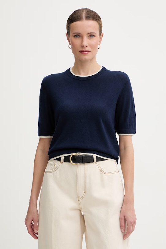 United Colors of Benetton pulover ženski volnen mornarsko modra 11AHD10G4