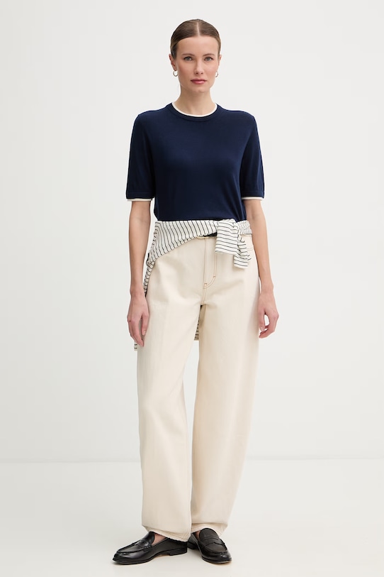 United Colors of Benetton pulover ženski volnen 11AHD10G4 mornarsko modra SS26