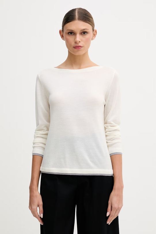 United Colors of Benetton sweter damski wełniany beżowy 11AHD10G8